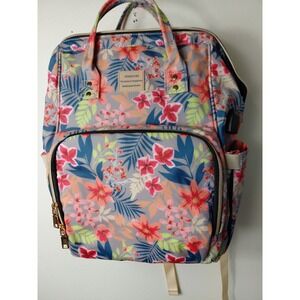 VSNOON Laptop Backpack Stylish USB Charging Tropical Palms Floral RFID 15.6 NWOT
